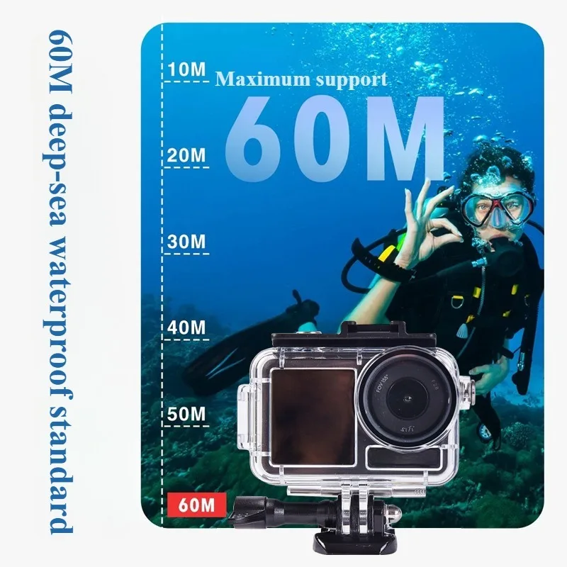 Funda carcasa impermeable subacuática de 60M para DJI OSMO Action 5Pro/4/3, funda protectora de alta resistencia, accesorios para cámara - imagen 3