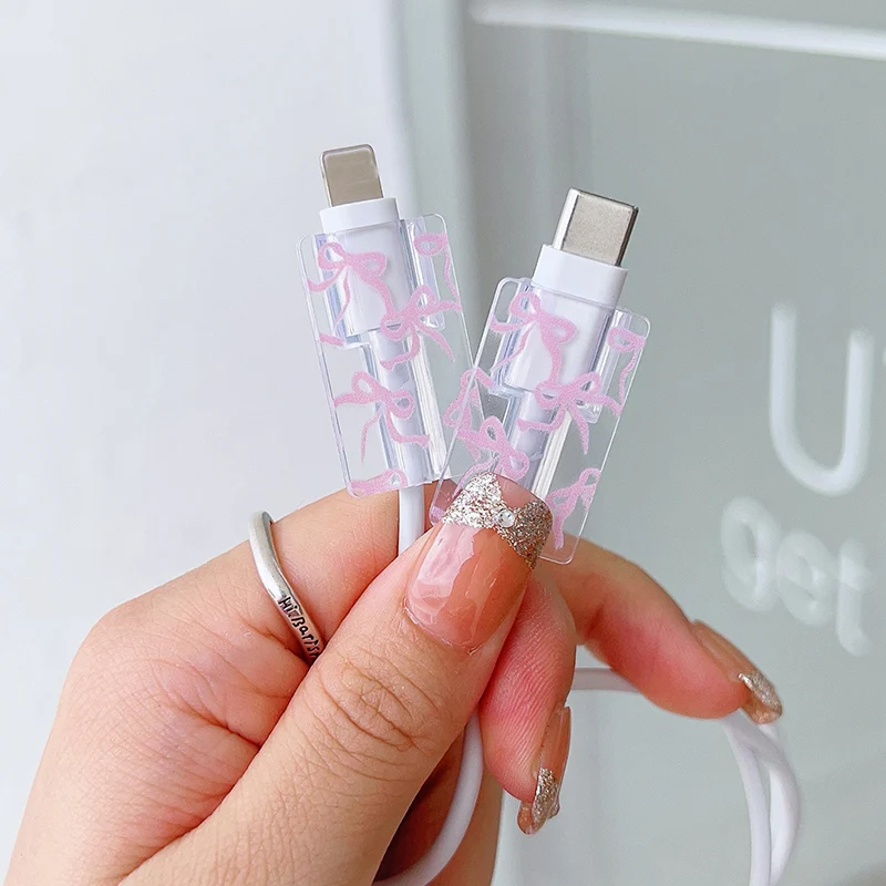 Funda protectora de cargador con diseño de amor rosa para iPhone, 20W, enchufe triangular, adaptador USB, gestión de cables, accesorios enrolladores, nuevo - imagen 4