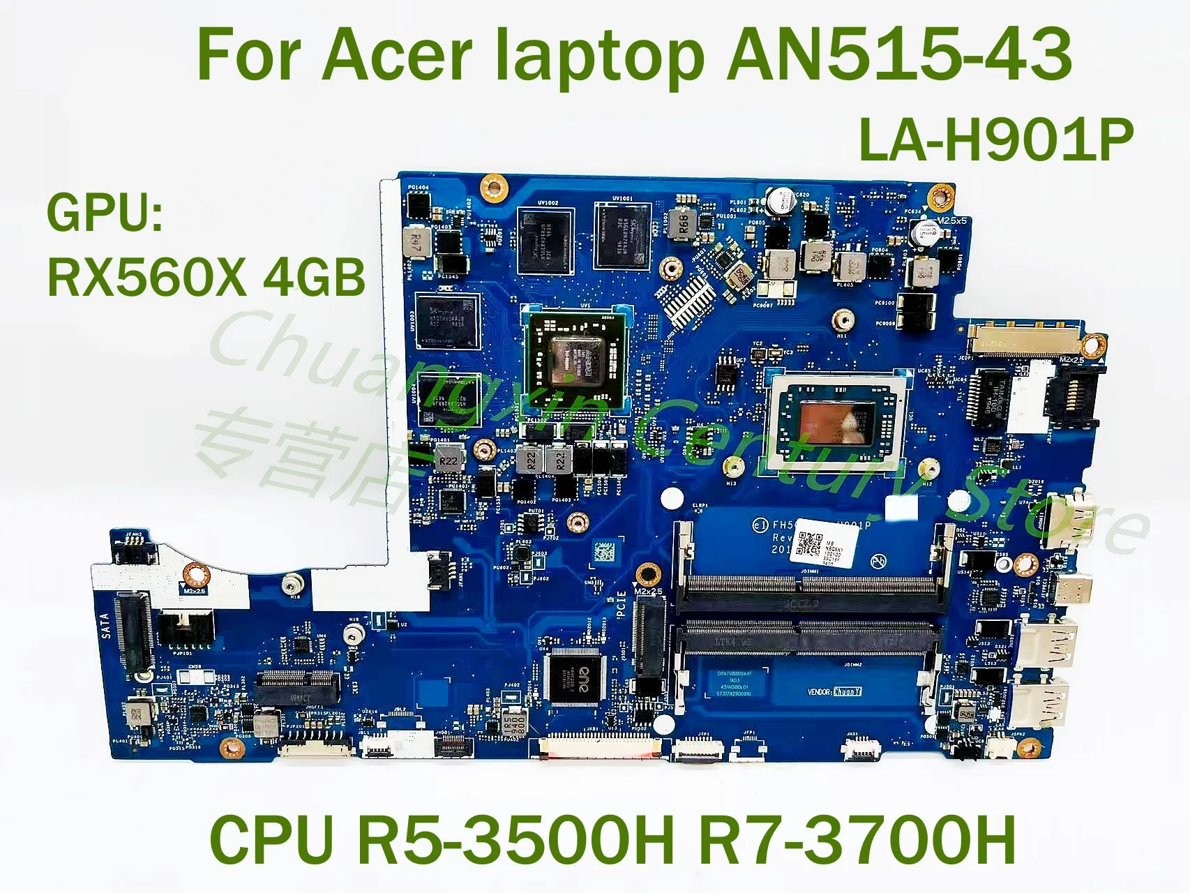 Placa base LA-H901P para portátil Acer AN515-43 con CPU R5-3500H R7-3700H GPU RX560X 4GB 100% probado completamente en funcionamiento