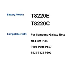 Batería para tableta Samsung Galaxy Note 10,1 SM P600 P601 P605 P607 T520 T525 P602 8200Mah, potencia confiable T8220E T8220C