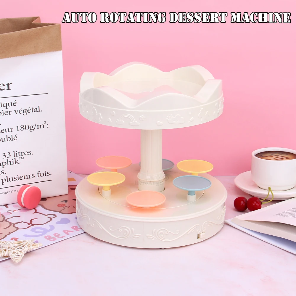 Máquina de postre rotativa, 3 modelos, giratoria automática, soporte de exhibición para postres y pasteles de Sushi, estante para platos, regalos de decoración de cumpleaños