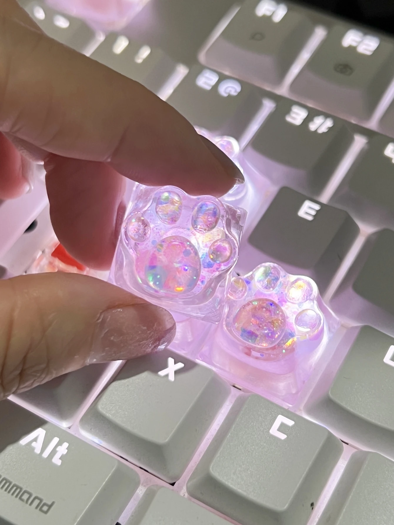 4 Uds nueva gran oferta translúcido gato garra Keycap eje transversal Teclado mecánico Keycap decoración - imagen 4