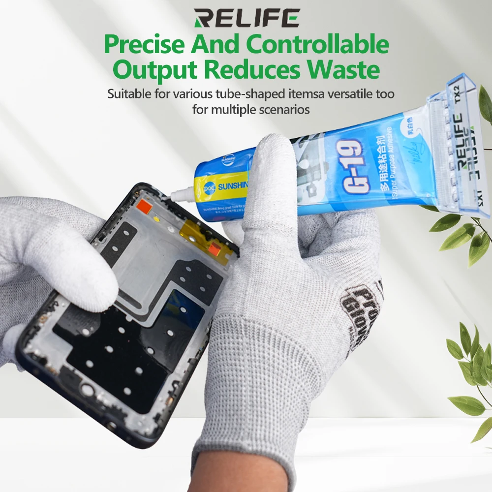 Dispensador de adhesivo RELIFE TX2 de 50ML con Base ensanchada para reparación de teléfonos móviles, herramienta de compresión de dispensador de solvente Tubular de soldadura - imagen 5