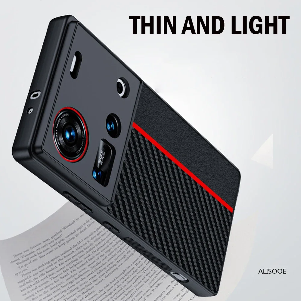 Funda para Nubia Z70 Ultra, Funda protectora de cuero PU con textura de fibra de lujo para ZTE Nubia Z70 Ultra 5G, Capa a prueba de golpes - imagen 4