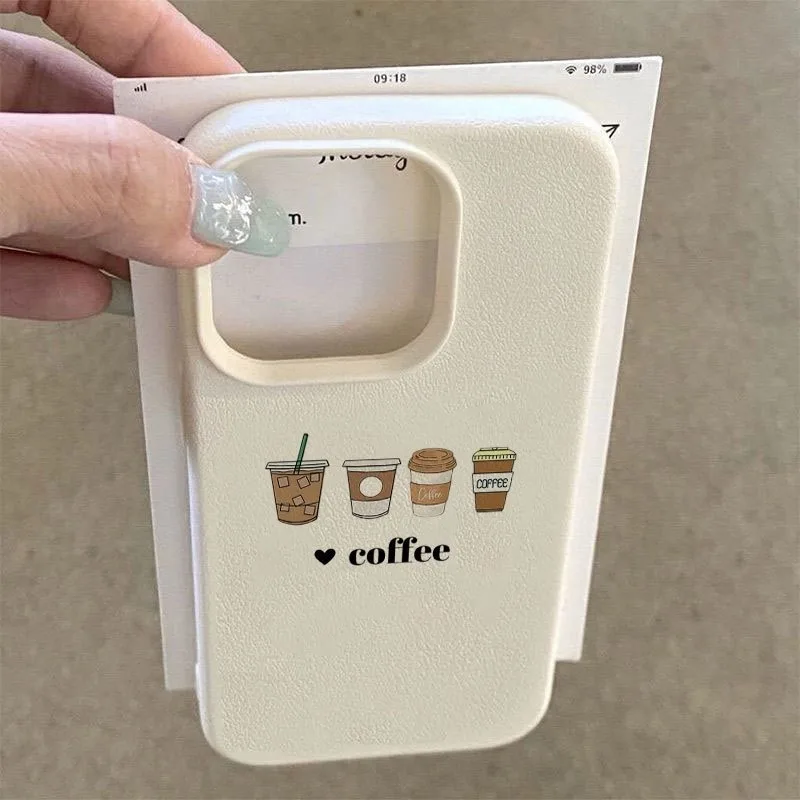 Funda de teléfono con diseño de taza de café minimalista, diseño de lichi para iPhone 17 16 15 Pro Max 14 Plus 13 12 11 17 16E XS XR X 17Air - imagen 2