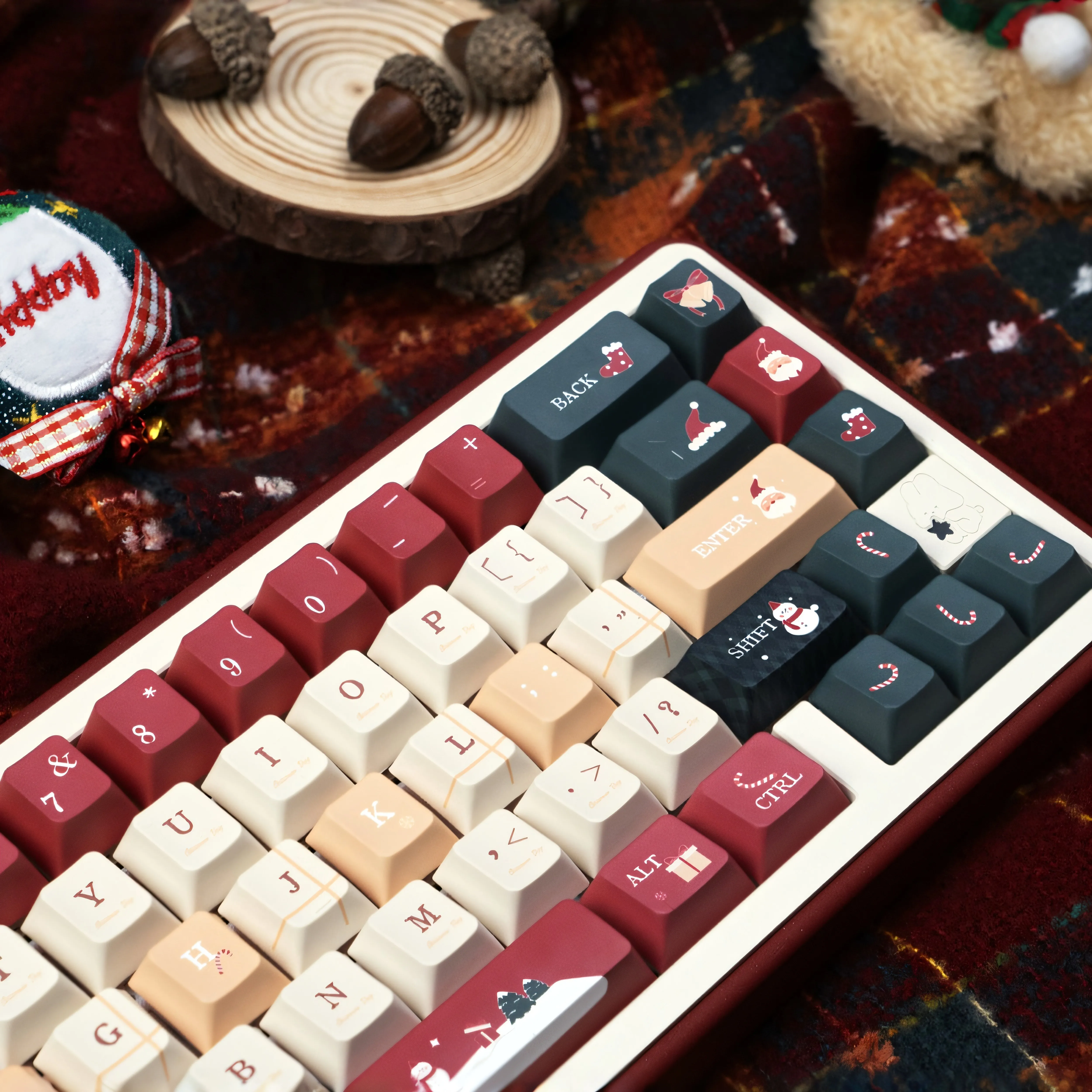 Juego de teclas con tema de Nochebuena, perfil de cereza PBT, teclas originales personalizadas hechas a mano para accesorios de teclado mecánico - imagen 2