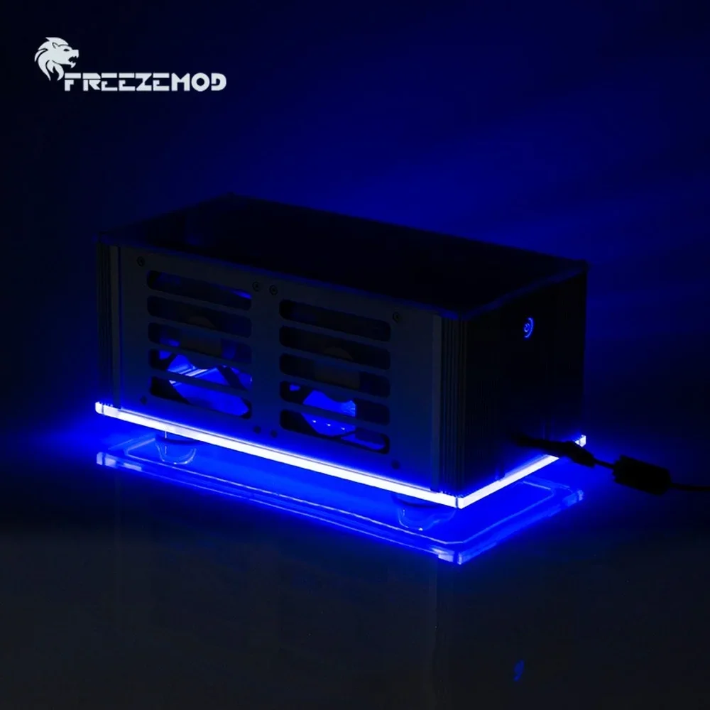 FREEZEMOD-sistema de refrigeración por agua para portátil, radiador de cobre/aluminio de doble capa de 45mm de espesor con BOX-24YT RGB sin fuente de alimentación - imagen 2