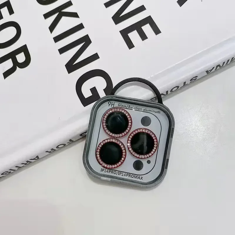 Color colorido para IPhone 16 15 14 Pro Max diamante Bling anillo de Metal cubierta protectora de lente para IPhone 13 12 Mini lente película de vidrio - imagen 2