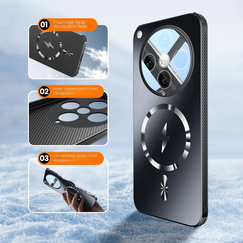 Nueva cubierta completa mate de adsorción de disipación de calor magnética para OPPO Find X7 X8 Pro Magsafe funda trasera sólida a prueba de golpes - imagen 3