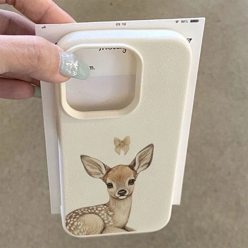 Funda de teléfono con textura de lichi y diseño de lazo de ciervo para iPhone 11, 12, 13, 14, 15, 16, 17 Pro Max 17 Air 15 14 Plus X XS XR 16E, funda suave - imagen 2