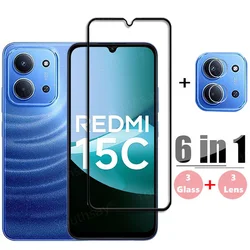 Vidrio Templado Redmi 15C 9H Cobertura Total + Protector Lente