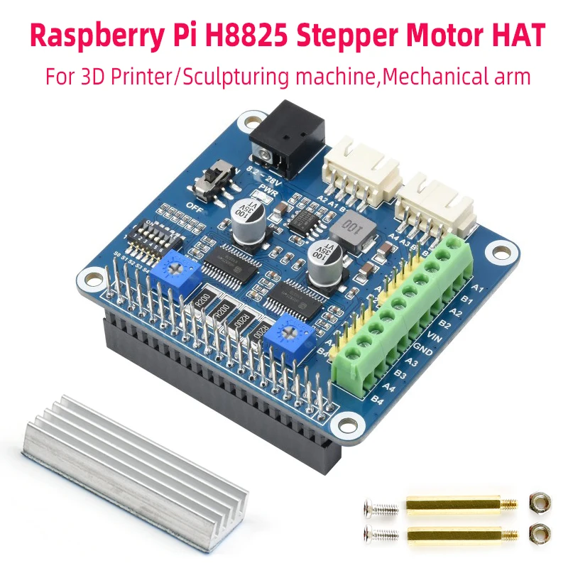 Sombrero de Motor paso a paso para Raspberry Pi HR8825 Unidades Dos motores paso a paso Hasta 1/32 Microstepping para RPI 5 4B 3B+ 3B Zero 2 W 1,3