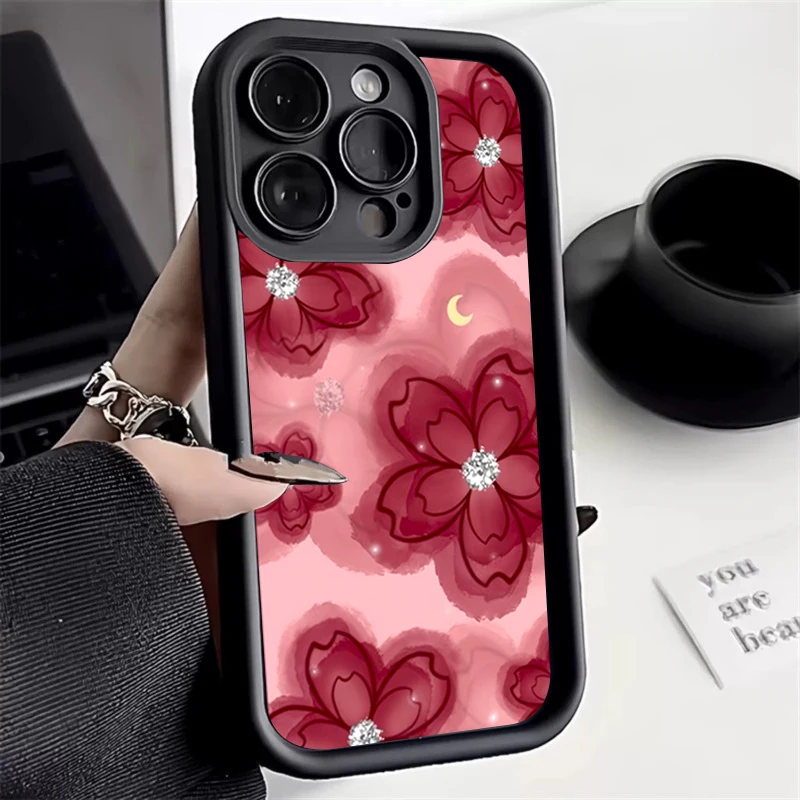 Funda de teléfono de silicona con diseño Floral de diamante para Samsung Galaxy S25 S24 S23 S22 Ultra Plus FE A26 A33 A25 A16 A56 A06 A24 A32 - imagen 2