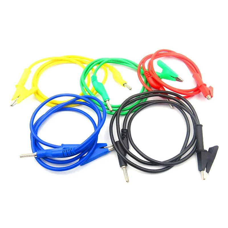 Cable de prueba de doble extremo de 1M, línea de voltaje eléctrico, 4mm, conector Banana, pinza de cocodrilo, multímetro 15A, cables de prueba DIY - imagen 3
