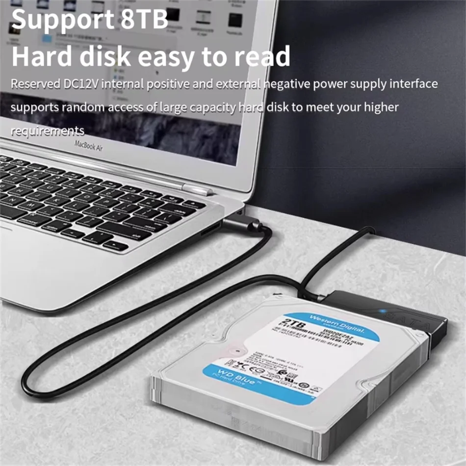 WvvMvv Cable USB Sata USB 3,0 a 22 pines adaptador Sata compatible con disco duro externo HDD SSD de 3,5 y 2,5 pulgadas lector de disco duro externo - imagen 3