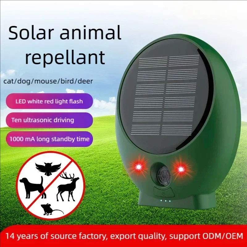 Repelentes solares ultrasónicos para jardín, encendido y apagado automático, conductor ultrasónico de animales, espantapájaros para disuasor, rata, perro, zorro, plagas - imagen 2