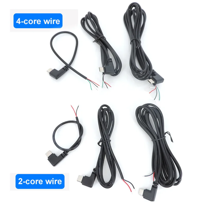 Conector USB tipo C macho hembra, conector de cargador de fuente de alimentación, 2 pines, 4 pines, USB-C, Cable de reparación DIY, Cable tipo soldadura, 0,25 M, 1M, 2M - imagen 3