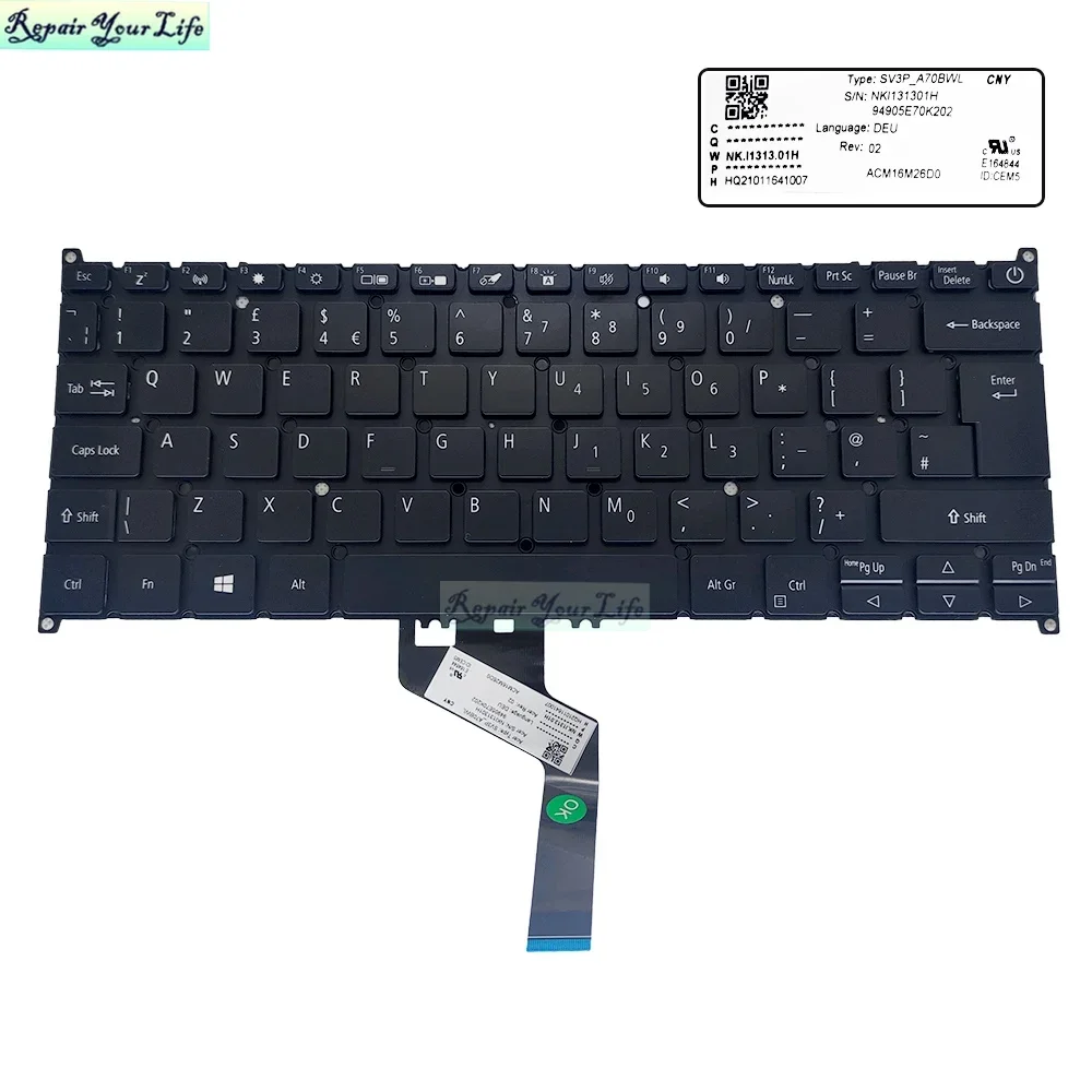 Teclado retroiluminado ruso, EE. UU., Reino Unido, alemán, para Acer Swift 5 N17W3 N19H4 19HC4, retroiluminación para teclados de ordenador portátil SV3P-A72WWL A70BWL A70LWL - imagen 4