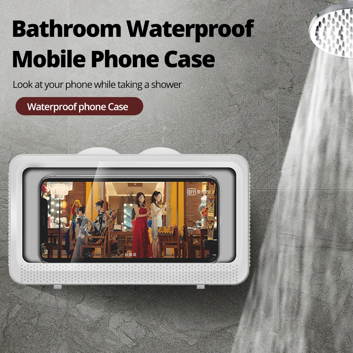 Soporte de jabón montado en la pared impermeable para baño, soporte de teléfono móvil, almacenamiento de sellado de ducha, caja de teléfono con pantalla táctil - imagen 3