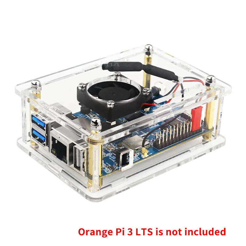 Orange Pi 3 LTS-carcasa acrílica para tranparente, disipador de calor de ventilador frío opcional, 5V, 3A, Power Suppy, carcasa transparente para Orange Pi 3 LTS - imagen 3