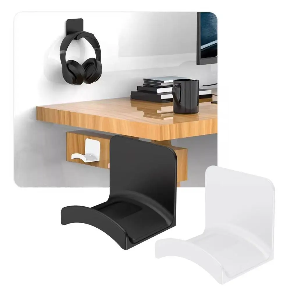 Soporte Universal para auriculares, colgador de montaje en pared de plástico adhesivo, debajo del escritorio, soporte para auriculares para juegos