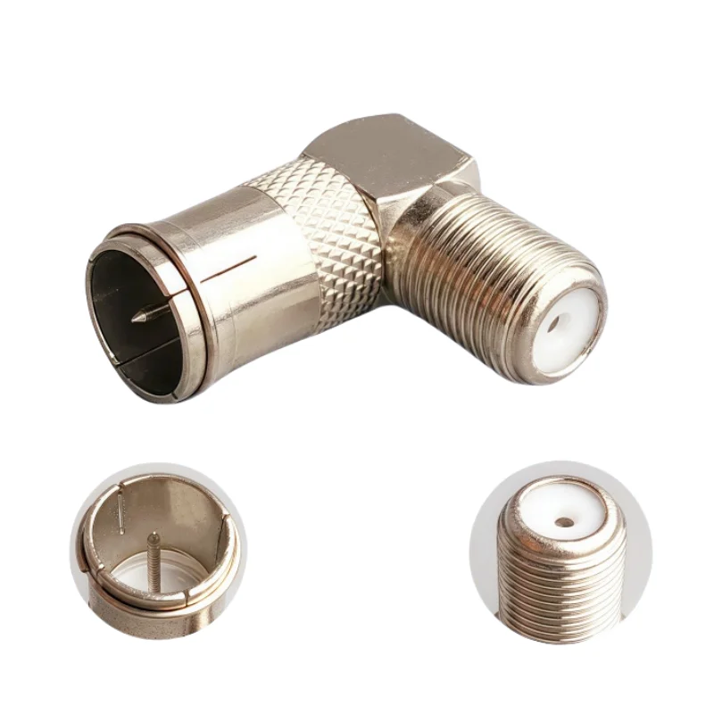 5 uds F enchufe macho rápido a F hembra Cable de enchufe de ángulo recto adaptador de TV SAT TV antena Coaxial amplificador conector Accesorios - imagen 4