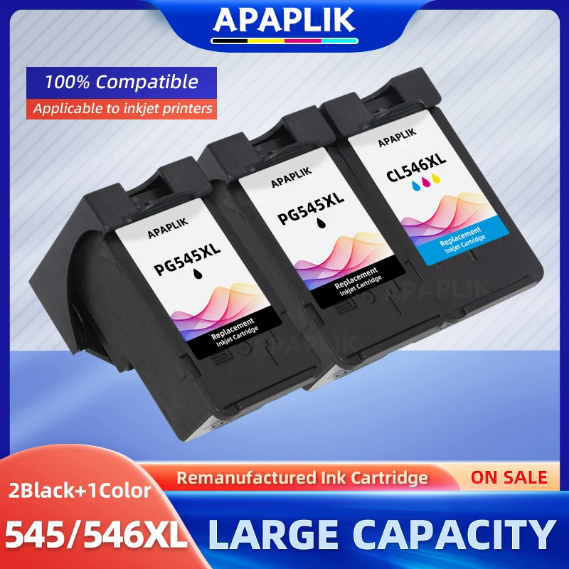 APAPLIK Compatible PG545XL CL545 XL PG545 CL546 reemplazo de cartucho de tinta para impresoras Canon IP2800 IP2850 MG2400 MG2450 MG2455