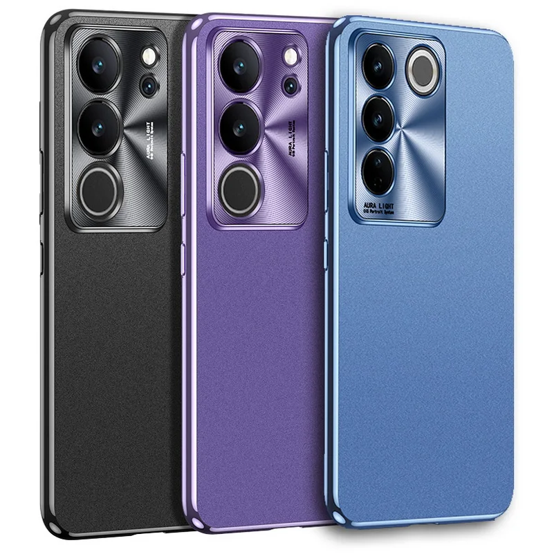 Funda trasera de acrílico mate para VIVO V27 Pro VIVO S17 Pro S16 VIVO X90 Pro Plus X90 Pro + funda protectora de cámara de Metal Armor