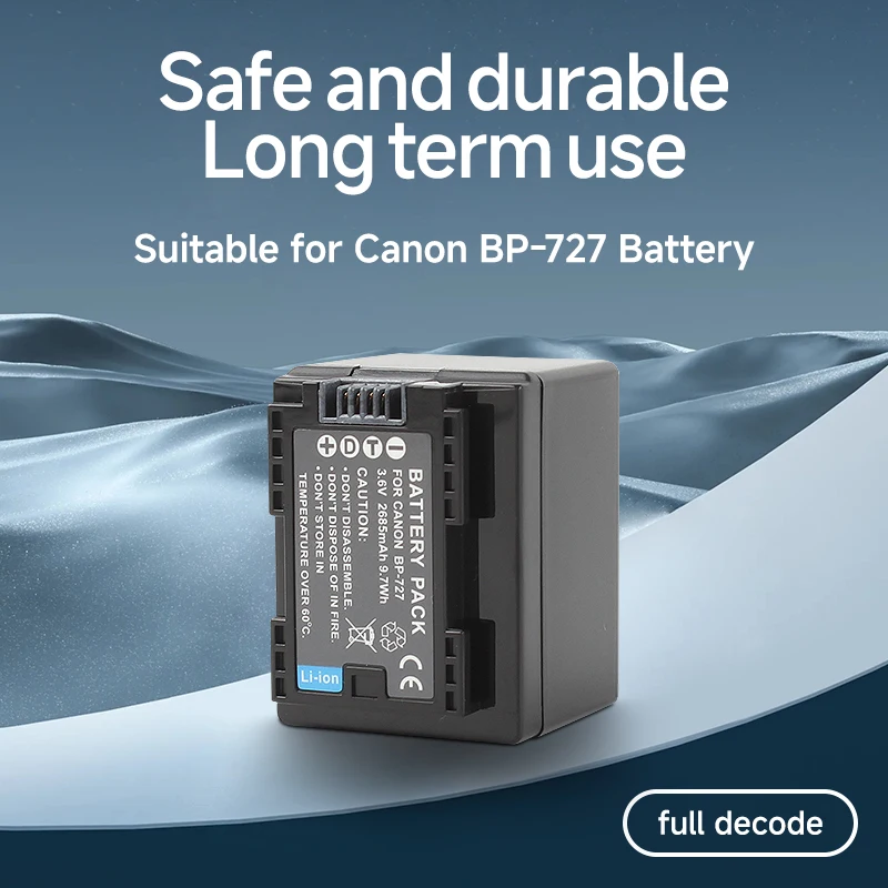 Batería de repuesto confiable BP-727: sin efecto de memoria para videocámaras Canon Vixia HF R40 R60 - imagen 3