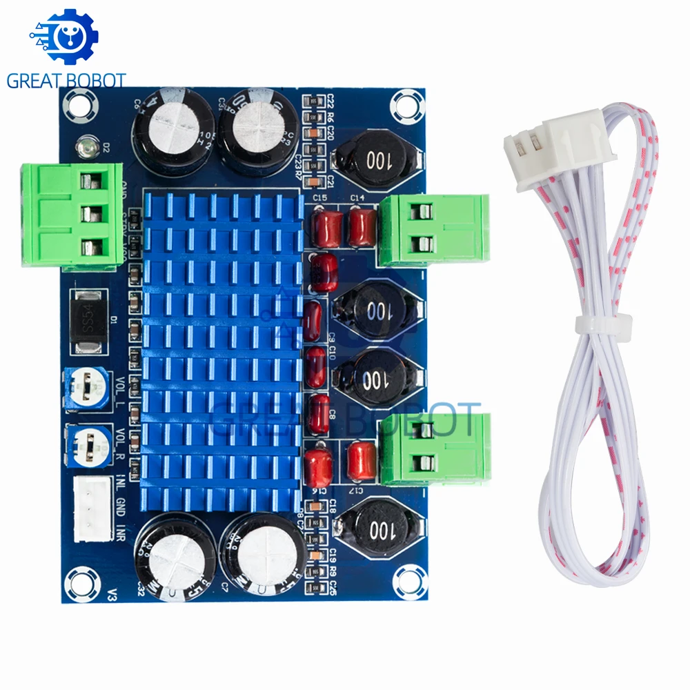 Placa amplificadora de potencia HIFI Digital de alta potencia BS XH M572 TPA3116D2-2 * 120W, enchufe de chasis dedicado, entrada de 5V/24V/28V, salida de 120W - imagen 2