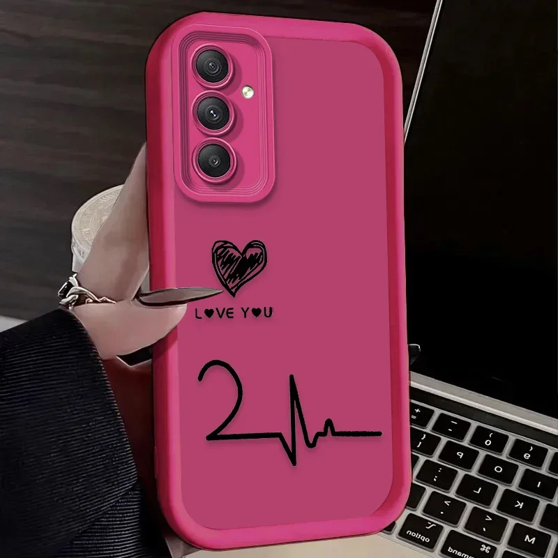 Funda de teléfono suave para Samsung Galaxy S24 S23 S25 Ultra S22 S21 Plus FE 5G A54 A34 A14 A73 A53 A33 5G Love Electrocardiogram - imagen 4