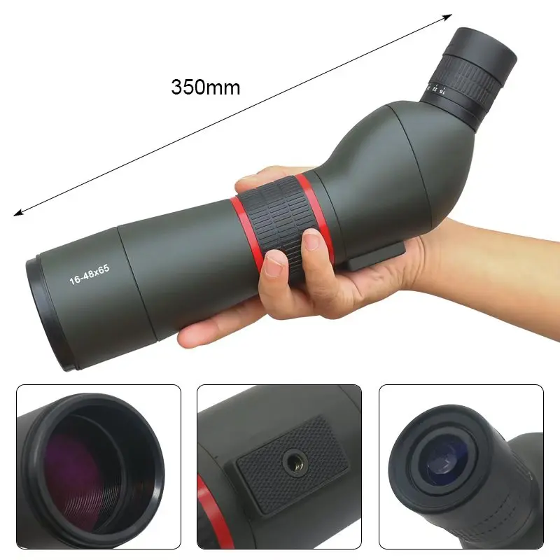 Telescopio telescopio 16-48 × 65 con Zoom potente Monocular FMC BAK4 resistente al agua para observación de aves tiro con trípode - imagen 4