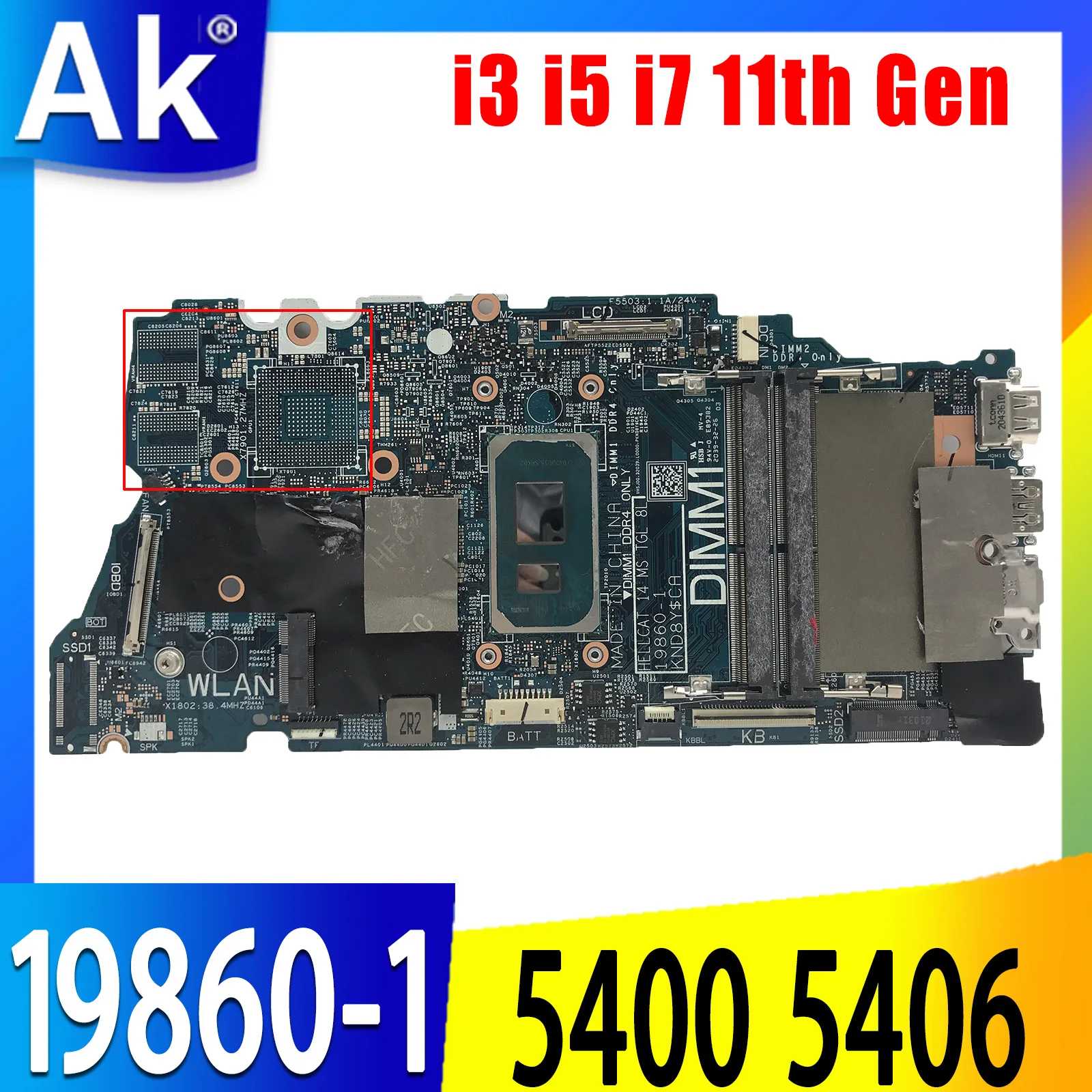 Para DELL Inspiron 7506 7306 5406 7706 placa base para ordenador portátil 19860-1 i3-1115G4 i5-1135G7 i7-1165G7 UMA MX330 2G placa base para portátil