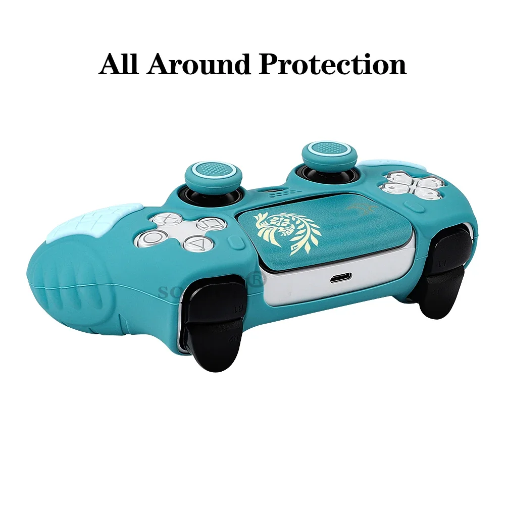Limied para controlador de PS5, funda de silicona antideslizante para controlador de PS5 con tapas de agarre para pulgar, pegatina de pantalla táctil - imagen 3