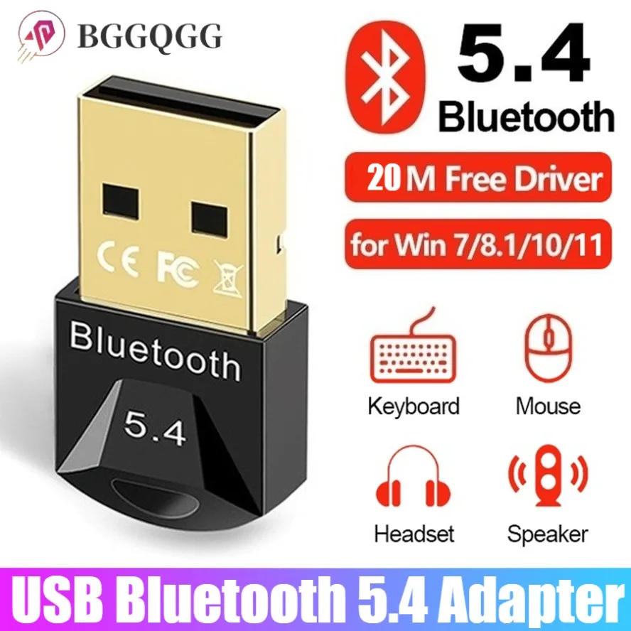 Adaptador USB BT5.4 transmisor receptor para Pc USB Bluetooth 5,3 5,1 Dongle receptor para altavoz ratón teclado transmisor de Audio