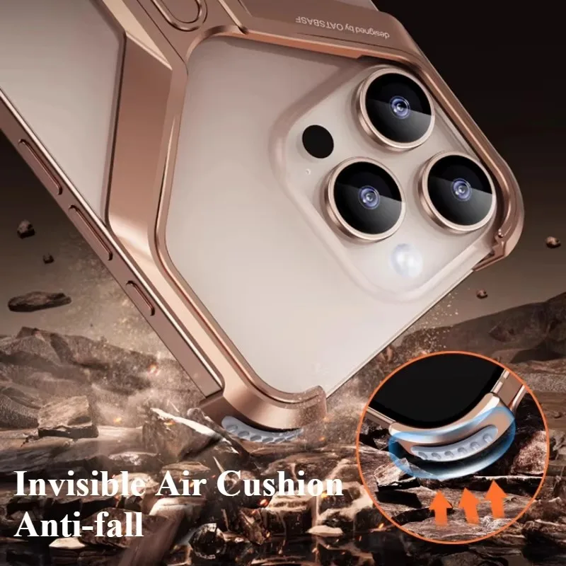 Funda de teléfono con marco de Metal en forma de X para iPhone 16 Pro Max 16pro, armadura sin marco de aleación de aluminio, cubierta a prueba de golpes para iPhone 16promax - imagen 4