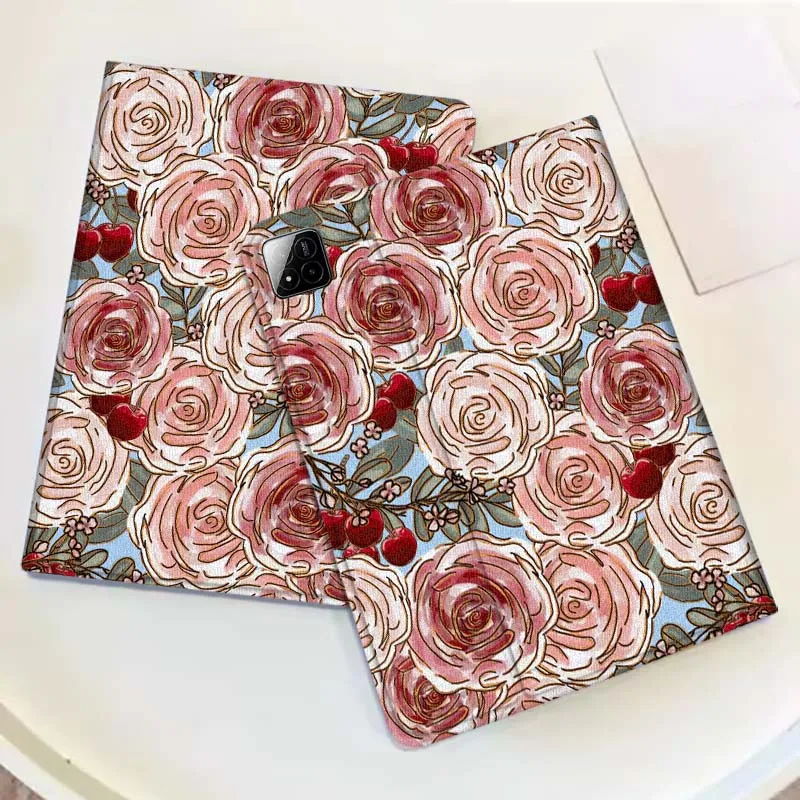 Diseño artístico flores rosas para Xiaomi Redmi Mi Pad 2 4 5 6 6s 7 8 11 12,5 12,4 11,2 8,7 SE Pro Plus Max funda para tableta