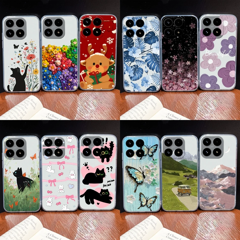 Para Xiaomi 17 Pro Max Funda de teléfono Navidad Milu ciervos patrones suave TPU transparente Funda de silicona para Xiaomi17 carcasa ligera