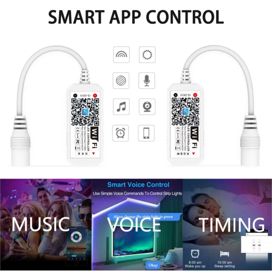 rgb rgbw Controlador WiFi DC 12v 24v smartphone inalámbrico app dimmer control LED color Strip Light time Voice Music dimmer - imagen 5