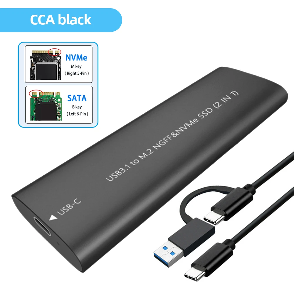Carcasa de disco duro externo para ordenador portátil, carcasa móvil de USB3.1 tipo C a M.2 NGFF/MVMe SSD, compatible con protocolo NGFF/MVMe - imagen 2
