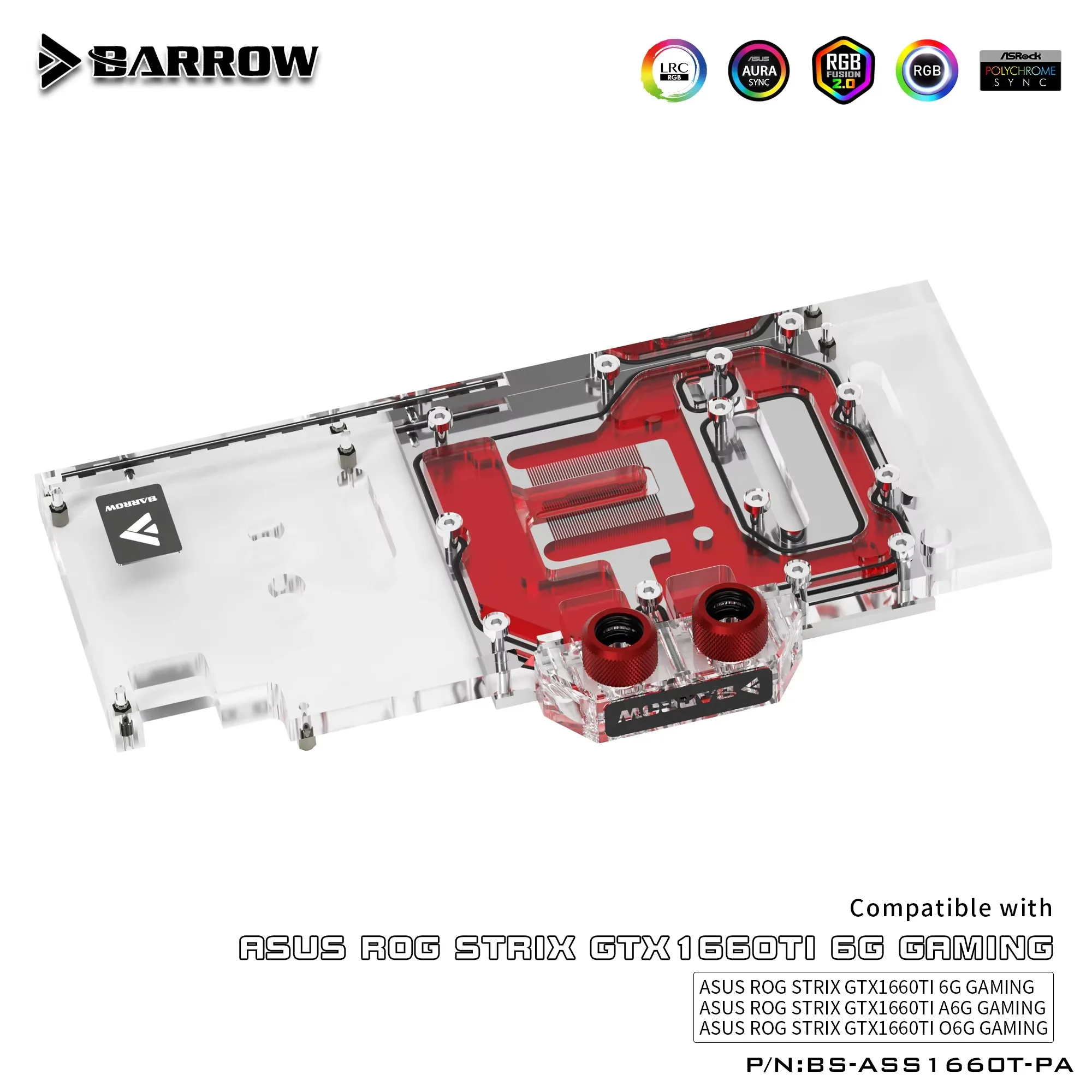 Barrow BS-ASS1660T-PA, Full Cover Graphics Card Water Cooling Blocks, for Asus Rog Strix GTX1660Ti 6G / A6G / O6G Gaming - imagen 3