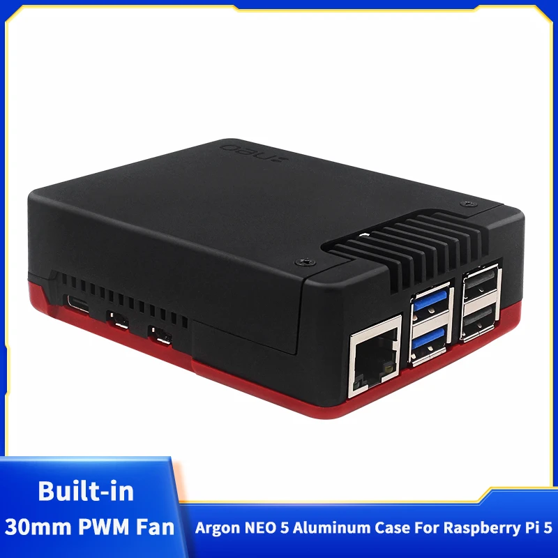 Argon NEO 5 BRED caja ventilador incorporado PWM enfriador activo refrigeración activa pasiva de aluminio para Raspberry Pi 5