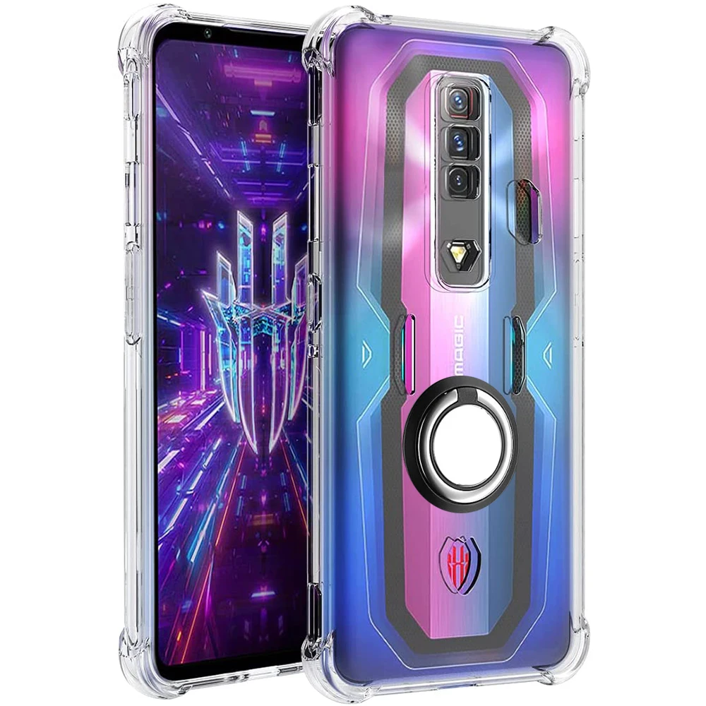 Funda para Red Magic7 NX679J con esquinas reforzadas, cubierta transparente a prueba de golpes con soporte de anillo para ZTE Nubia Red Magic 7 Pro NX709J