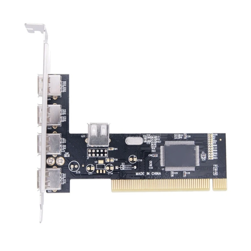 Tarjeta PCI USB 2,0, 5 puertos, 4 externos, 1 expansión interna PCI A Adaptador USB 2,0, controlador de alta velocidad de 480Mbps para escritorio