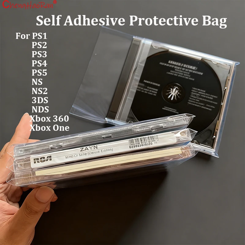 100 Uds para NS NS2 Box PS4 Box PS5 Box PS1 PS2 PS3 PSP Xboxone 360 Wii Box bolsa protectora autoadhesiva a prueba de polvo a prueba de humedad
