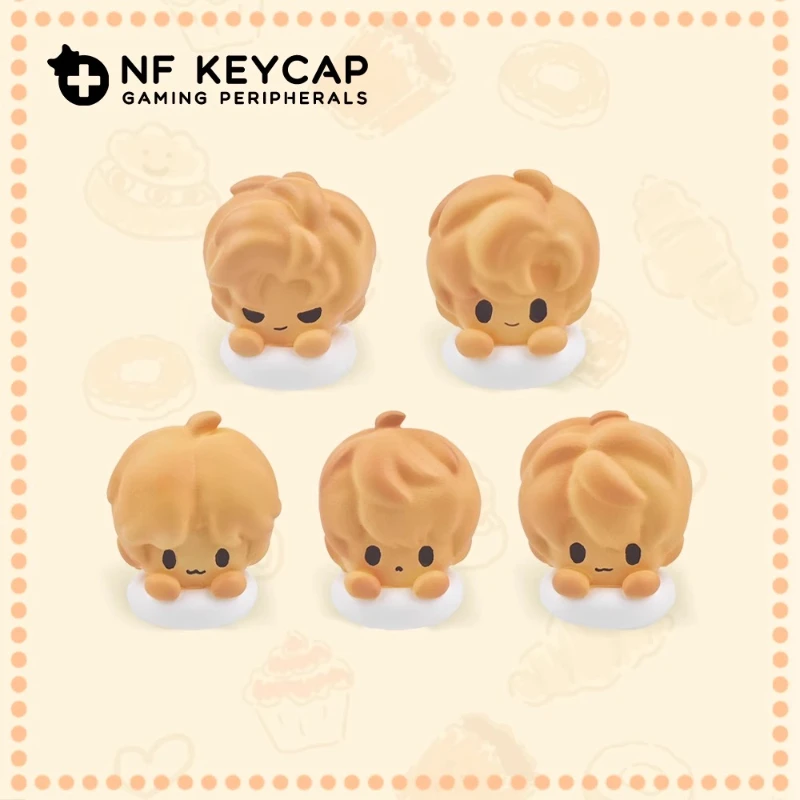 Teclas de la serie Love and Deep Space Biscuit para mujer, periféricos para juegos, teclas mecánicas de resina creativas y bonitas personalizadas