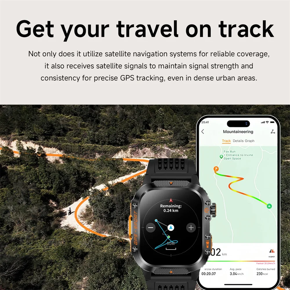 GPS deportes al aire libre brújula llamada de diente azul reloj inteligente linterna impermeable ritmo cardíaco salud Smartwatch recordatorio de información - imagen 5