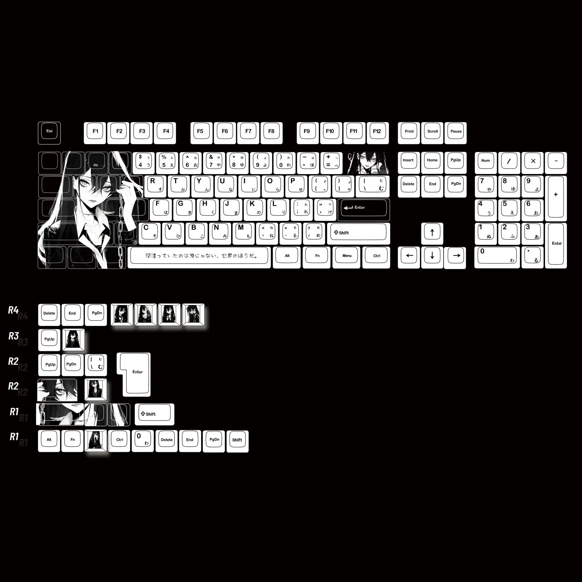 Teclas de Anime de 132 teclas, teclas japonesas, teclas Pbt, personalidad Cherry PBT para teclado mecánico 66/68/86/96/98/104 - imagen 5