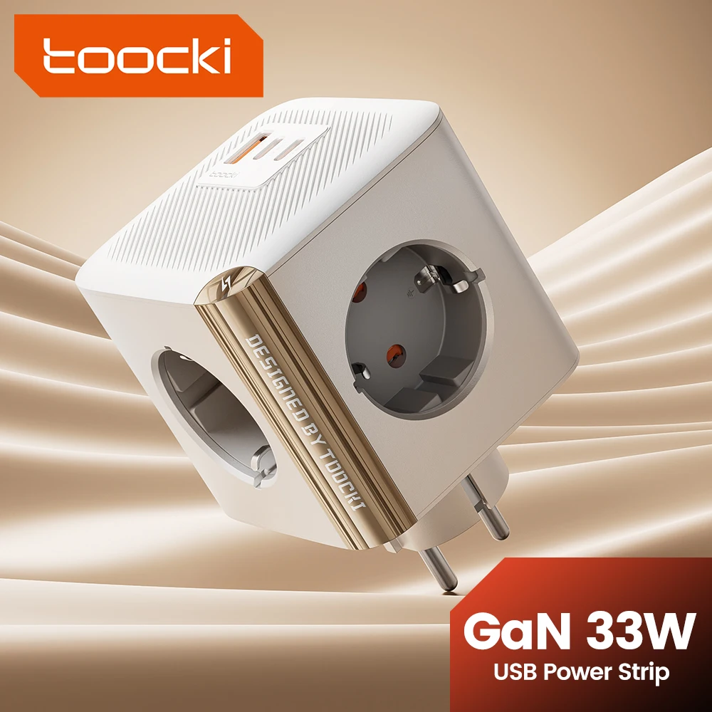 Toocki-cargador GaN PD de 33W, cargador rápido tipo C, toma de pared con tomas de corriente de 4000W CA, soporte de regleta, carga rápida PPS para iPhone