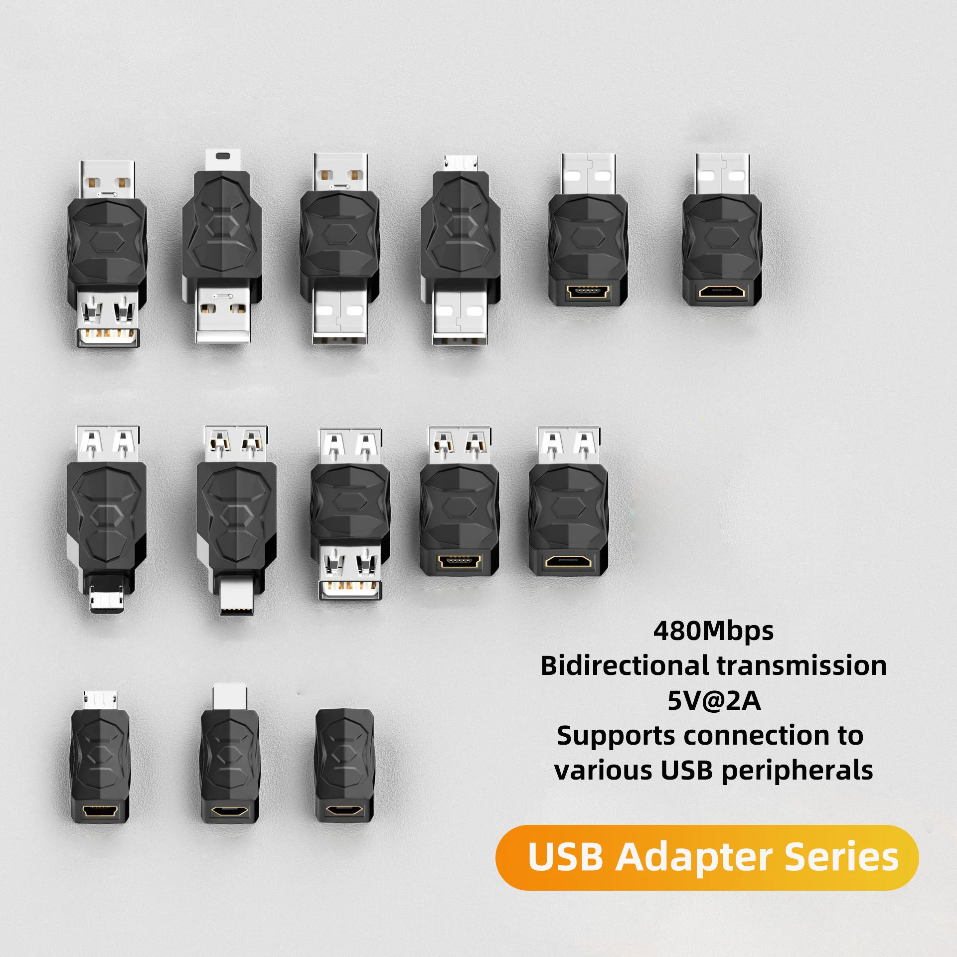 2 uds USB a Micro USB Mini adaptador USB convertidor Usb macho a hembra 480Mbps adaptable a varios convertidores de la serie USB